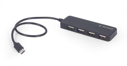  Зображення Пристрій USB Gembird UHB-CM-U2P4-01, Хаб Type-C на 4 порти USB 2.0, пластик, чорний) 