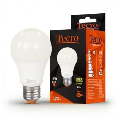  Зображення Лампа світлодіодна Tecro 5W E27 3000K (T-A60-5W-3K-E27) 