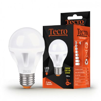  Зображення Лампа світлодіодна Tecro 7W E27 3000K (T2-A60-7W-3K-E27) 