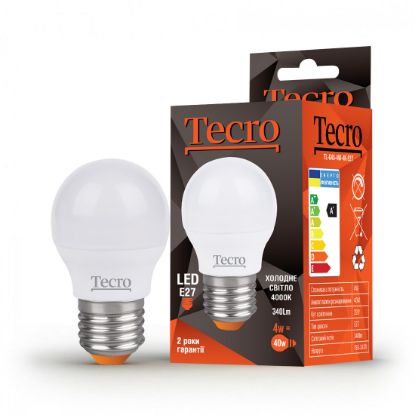  Зображення Лампа світлодіодна Tecro 4W E27 4000K (TL-G45-4W-4K-E27) 