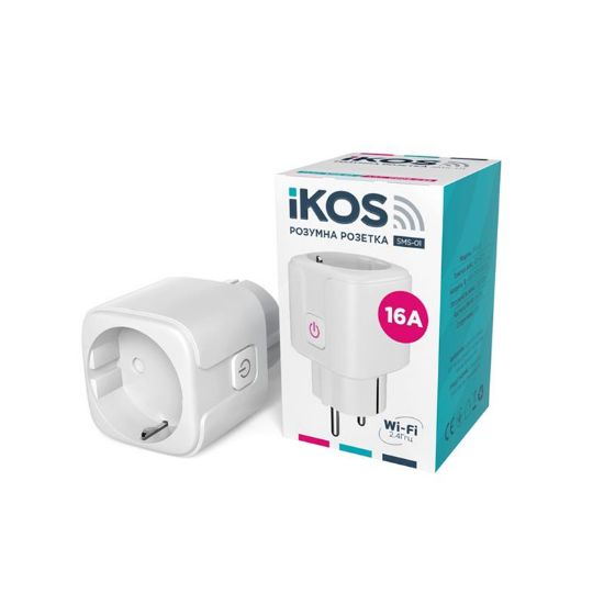  Зображення Розумна розетка Ikos SMS-01 White (0009-CSS) 