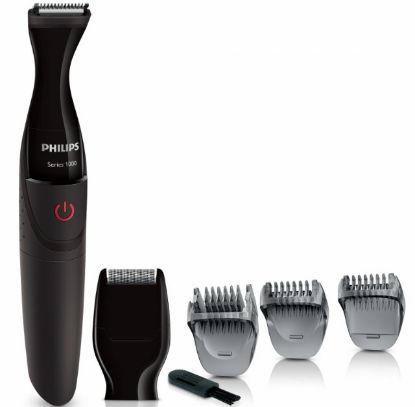  Зображення Тример Philips Multigroom series 1000, для бороди і вусів, 1хАА, насадок-4, сталь, чорний 