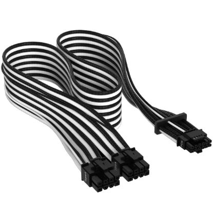  Зображення Corsair Premium Individually Sleeved 12+4pin PCIe Gen 5 12VHPWR 600W cable, Type 4, BLACK/WHITE, EAN:0840006694533 
