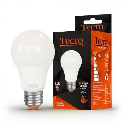  Зображення Лампа світлодіодна Tecro 5W E27 4000K (T-A60-5W-4K-E27) 