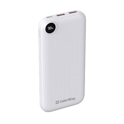  Зображення Внешний аккумулятор (Power Bank) Colorway 10000mAh Slim, LCD, White 