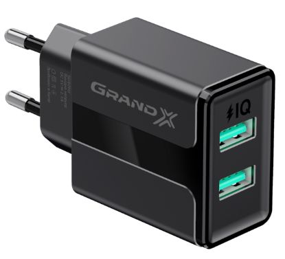  Зображення Зарядний пристрій Grand-X 5V 2,4A USB Black (CH-15B) 