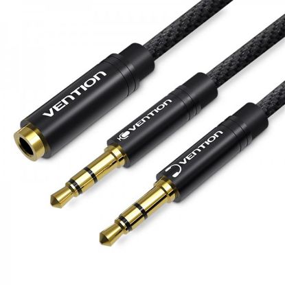  Зображення Кабель Vention 3.5 мм - 2х3.5 мм (M/F), 0.3 м, Black (BBUBY) 