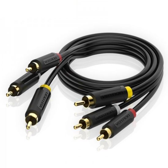  Зображення Кабель Vention 3xRCA - 3xRCA (M/M), 1.5 м, Black (BCABG) 
