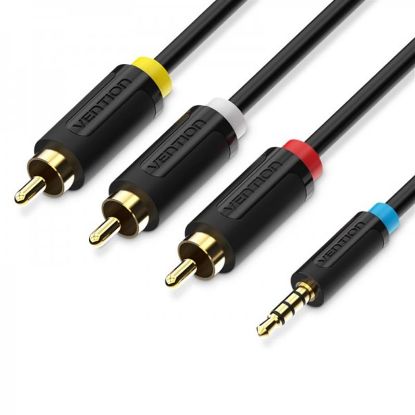  Зображення Кабель Vention 3.5 мм - 3хRCA (M/M), 2 м, Black (BCBBH) 