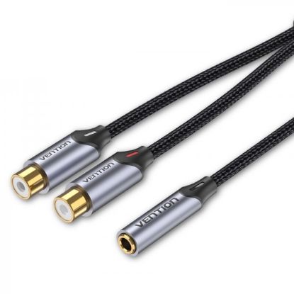  Зображення Подовжувач Vention AUX 3.5mm F - 2xRCA F, 0.3 m, Black (BCOBY) 