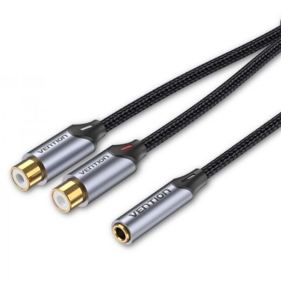  Зображення Подовжувач Vention AUX 3.5mm F - 2xRCA F, 0.3 m, Black (BCOBY) 