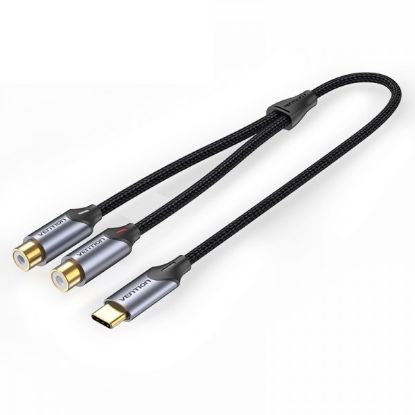  Зображення Кабель Vention USB Type-C - 2хRCA (M/F), 1 м, Black (BGVBF) 