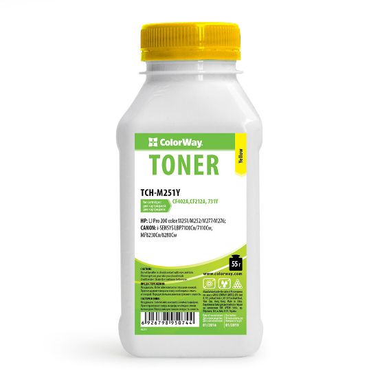  Зображення Тонер Colorway HP CLJ Pro 200 M251/MFP276 Yellow 55g/bottle 
