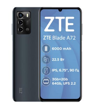  Зображення Смартфон ZTE Blade A72 3/64GB Dual Sim Gray 