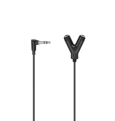  Зображення Аудіо-кабель Hama 3.5 мм - 2х3.5 мм (M/F), 0.12 м, Black (00205190) 