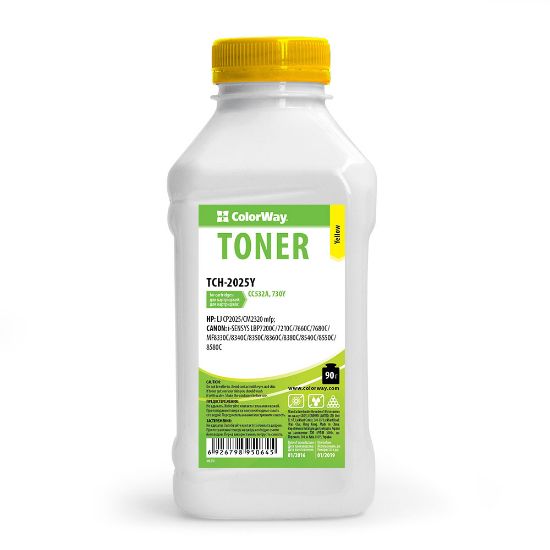  Зображення Тонер HP CLJ CP2025/2020/CM2320  bottle 90г  Yellow  *ColorWay (TCH-2025Y)) 