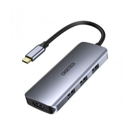  Зображення Адаптер Choetech USB-C 7-в-1 (HDMI/PD/картридер/USB-A / USB-C), алюміній) 