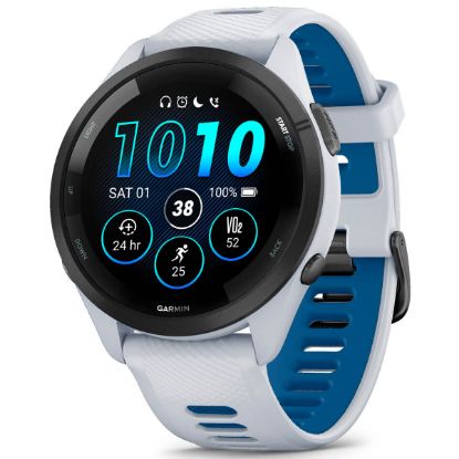  Зображення Смарт-годинник Garmin Forerunner 265 Black Bezel with Whitestone Case and Whitestone/Tidal Blue Silicone Band (010-02810-51) 