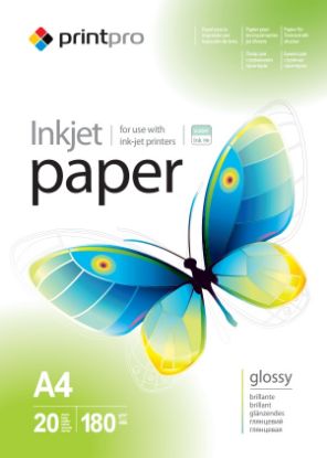  Зображення Бумага PrintPro глянц. 180г/м, A4 PG180-20 