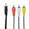  Зображення Аудіо-відео кабель 3,5mm/3xRCA (пальчик - 3 тюльпана (M/M)) Cablexpert (CCA-4P2R-2M)  AV, 2.0m Black 